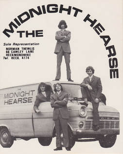 Norman Thewlis Entertainments promo card for Midnight Hearse (Keith Jowett, Trevor Jones, John Jowett, Paul Woodhead).