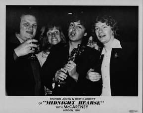 Midnight Hearse's Keith Jowett and Trevor Jones meet Linda and Paul McCartney at the Ivor Novello Academy Awards.